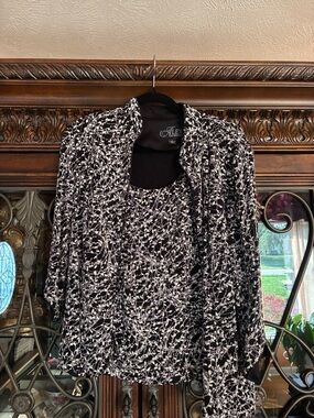 Alex Evenings Black & White Printed Jacket and Shell Set